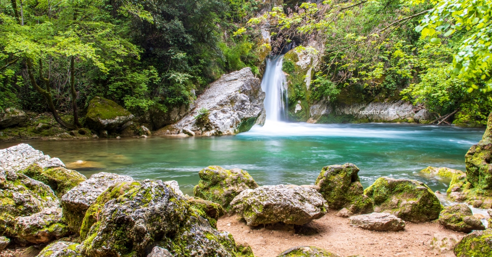 Italy, Lazio, Subiaco, path to the lake and waterfalls of San Benedetto  Stock Photo - Alamy