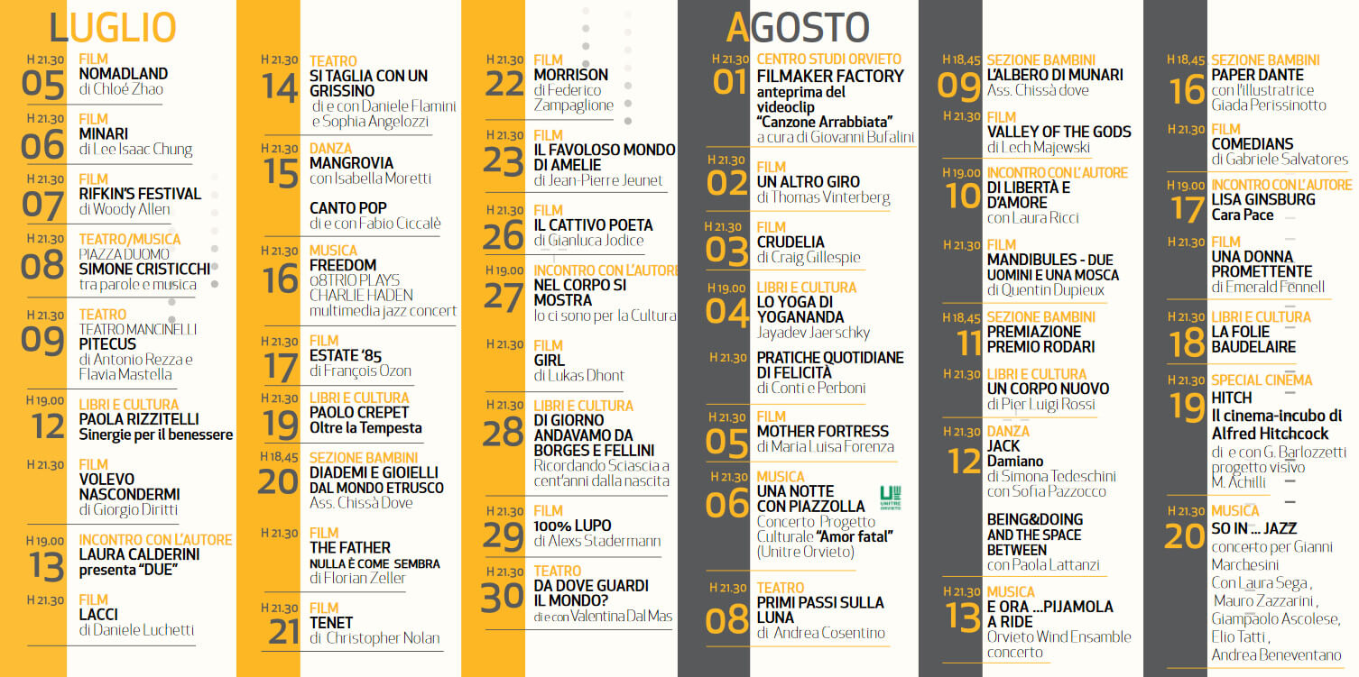 Umbria. Orvieto, ecco il Calendario Completo degli Eventi per "Notti d'Estate 2021"
