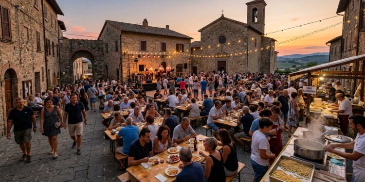 Sagra dello Strozzaprete paciano (generata con AI a solo scopo illustrativo)