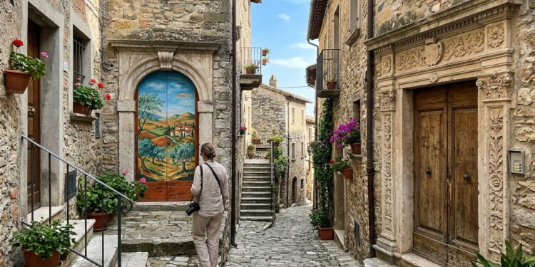 Porte dipinte e portali in pietra nei borghi italiani