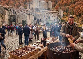 La 40ª Sagra del Marrone di Latera 2026 riporta nell’Alta Tuscia caldarroste, vino, mercatini, musica e trekking tra i castagneti: date, programma e cosa vedere nel borgo vicino al Lago di Bolsena.