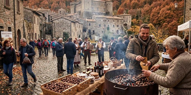 La 40ª Sagra del Marrone di Latera 2026 riporta nell’Alta Tuscia caldarroste, vino, mercatini, musica e trekking tra i castagneti: date, programma e cosa vedere nel borgo vicino al Lago di Bolsena.